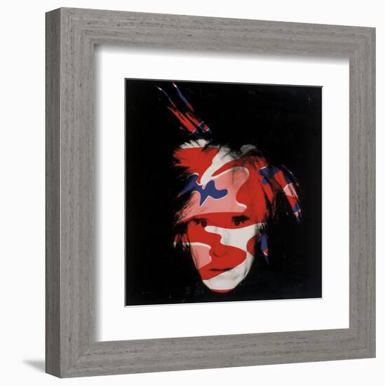 Self-Portrait, 1986 (red, white and blue camo)-Andy Warhol-Framed Art Print