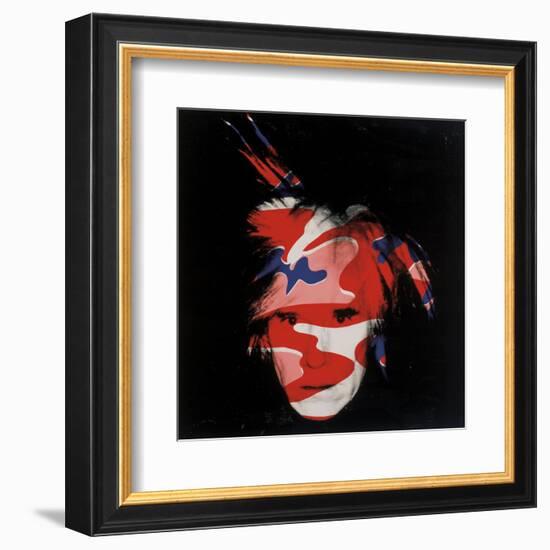 Self-Portrait, 1986 (red, white and blue camo)-Andy Warhol-Framed Art Print