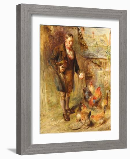 Self Portrait Aged 38 with Chickens-William Huggins-Framed Giclee Print