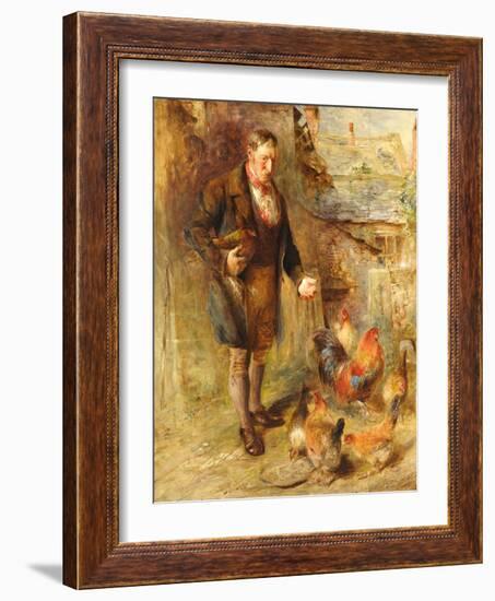 Self Portrait Aged 38 with Chickens-William Huggins-Framed Giclee Print