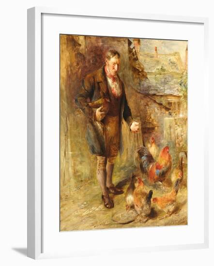 Self Portrait Aged 38 with Chickens-William Huggins-Framed Giclee Print