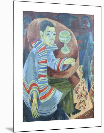 Self Portrait as a Drinker-Ernst Ludwig Kirchner-Mounted Premium Giclee Print