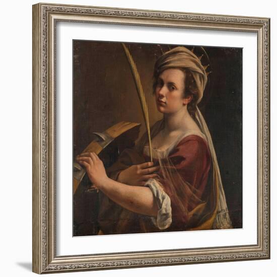 Self-Portrait as Saint Catherine of Alexandria, C.1616 (Oil on Canvas)-Artemisia Gentileschi-Framed Giclee Print