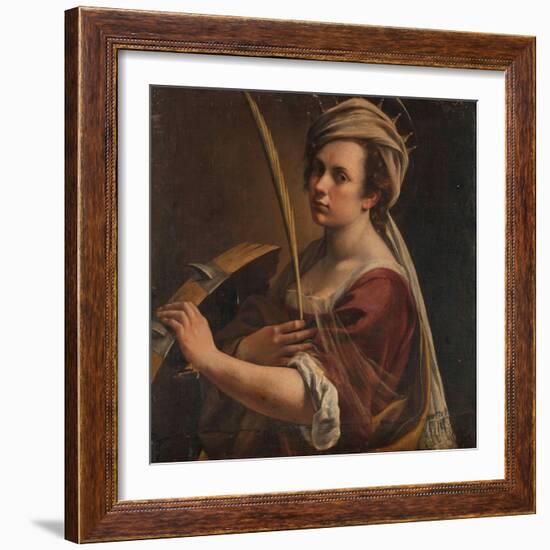 Self-Portrait as Saint Catherine of Alexandria, C.1616 (Oil on Canvas)-Artemisia Gentileschi-Framed Giclee Print