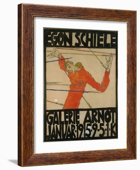 Self-Portrait as Saint Sebastian, Poster Design for Am Exhibition at Galerie Arnot, 1914 (Gouache,-Egon Schiele-Framed Giclee Print