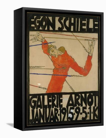 Self-Portrait as Saint Sebastian, Poster Design for Am Exhibition at Galerie Arnot, 1914 (Gouache,-Egon Schiele-Framed Premier Image Canvas