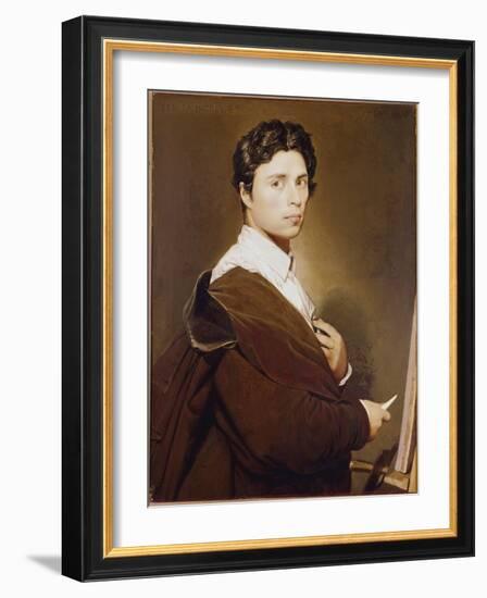 Self-Portrait at 24 Years - Painting by Jean Auguste Dominique Ingres (1780-1867) Oil on Canvas, 18-Jean Auguste Dominique Ingres-Framed Giclee Print