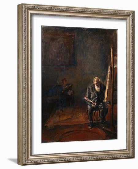 Self-Portrait by the Easel, 1912-14-Christian Krohg-Framed Giclee Print