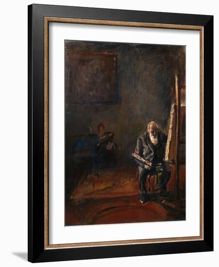 Self-Portrait by the Easel, 1912-14-Christian Krohg-Framed Giclee Print