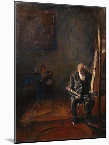 Self-Portrait by the Easel, 1912-14-Christian Krohg-Mounted Giclee Print