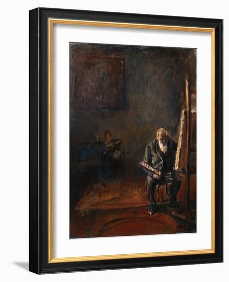 Self-Portrait by the Easel, 1912-14-Christian Krohg-Framed Giclee Print