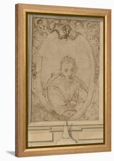 Self Portrait, C.1580 (Pen and Brown Ink on Paper)-Annibale Carracci-Framed Premier Image Canvas
