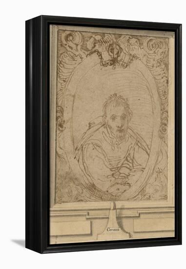 Self Portrait, C.1580 (Pen and Brown Ink on Paper)-Annibale Carracci-Framed Premier Image Canvas