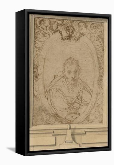 Self Portrait, C.1580 (Pen and Brown Ink on Paper)-Annibale Carracci-Framed Premier Image Canvas