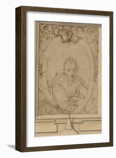 Self Portrait, C.1580 (Pen and Brown Ink on Paper)-Annibale Carracci-Framed Giclee Print