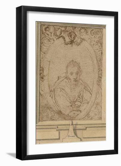 Self Portrait, C.1580 (Pen and Brown Ink on Paper)-Annibale Carracci-Framed Giclee Print