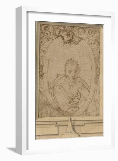 Self Portrait, C.1580 (Pen and Brown Ink on Paper)-Annibale Carracci-Framed Giclee Print