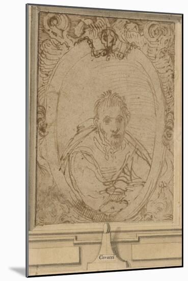 Self Portrait, C.1580 (Pen and Brown Ink on Paper)-Annibale Carracci-Mounted Giclee Print