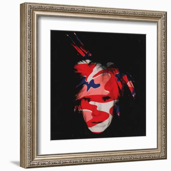 Self-Portrait, c.1986 (red, white and blue camo)-Andy Warhol-Framed Art Print