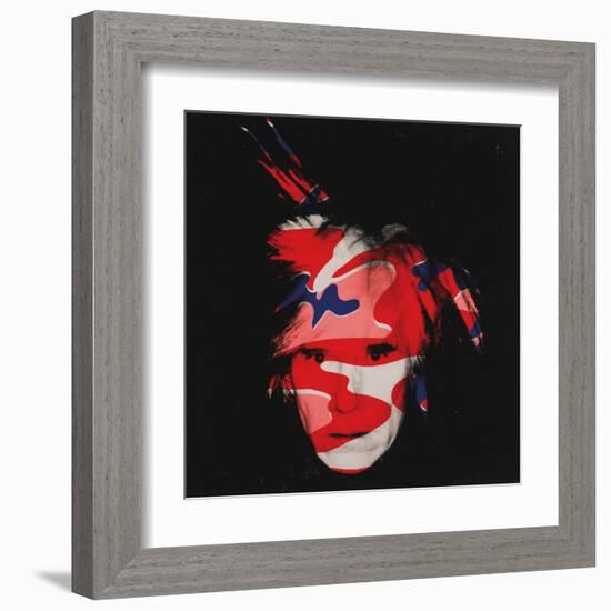 Self-Portrait, c.1986 (red, white and blue camo)-Andy Warhol-Framed Art Print