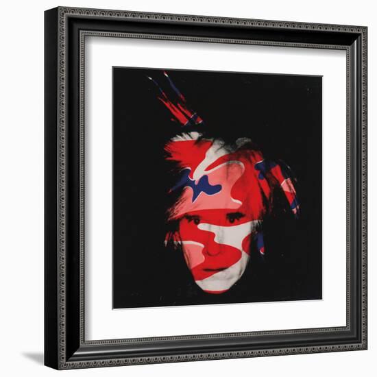 Self-Portrait, c.1986 (red, white and blue camo)-Andy Warhol-Framed Art Print