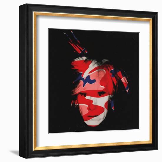 Self-Portrait, c.1986 (red, white and blue camo)-Andy Warhol-Framed Art Print