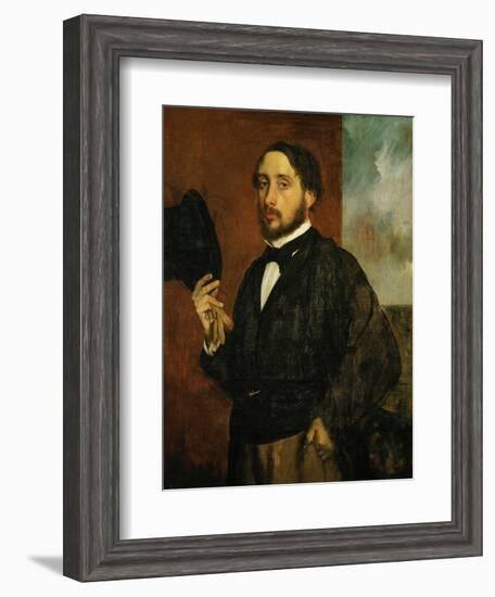 Self-Portrait: Degas Lifting His Hat-Edgar Degas-Framed Giclee Print