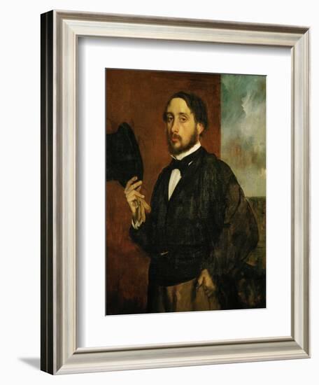 Self-Portrait: Degas Lifting His Hat-Edgar Degas-Framed Giclee Print