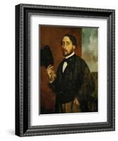 Self-Portrait: Degas Lifting His Hat-Edgar Degas-Framed Giclee Print