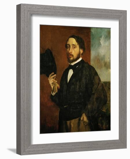 Self-Portrait: Degas Lifting His Hat-Edgar Degas-Framed Giclee Print