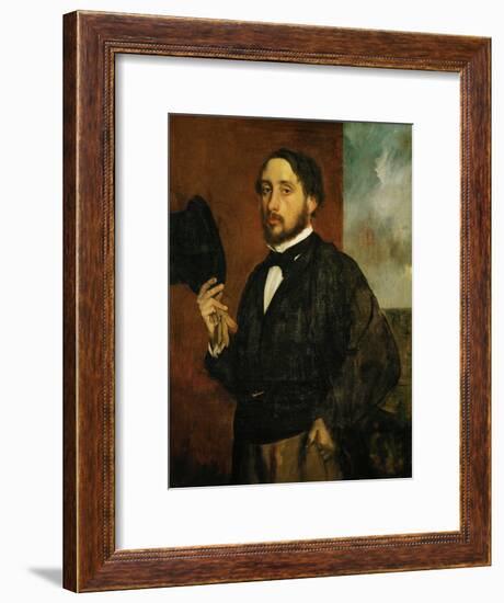 Self-Portrait: Degas Lifting His Hat-Edgar Degas-Framed Giclee Print