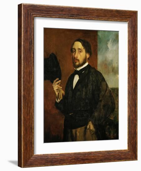 Self-Portrait: Degas Lifting His Hat-Edgar Degas-Framed Giclee Print