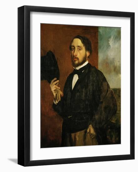 Self-Portrait: Degas Lifting His Hat-Edgar Degas-Framed Giclee Print