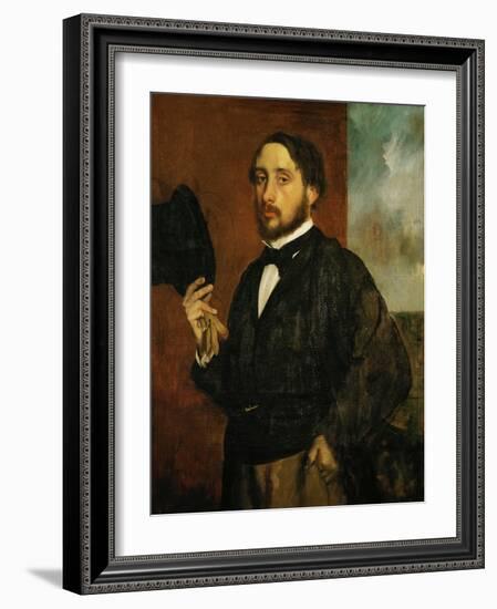 Self-Portrait: Degas Lifting His Hat-Edgar Degas-Framed Giclee Print