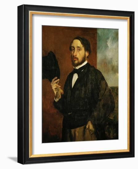 Self-Portrait: Degas Lifting His Hat-Edgar Degas-Framed Giclee Print