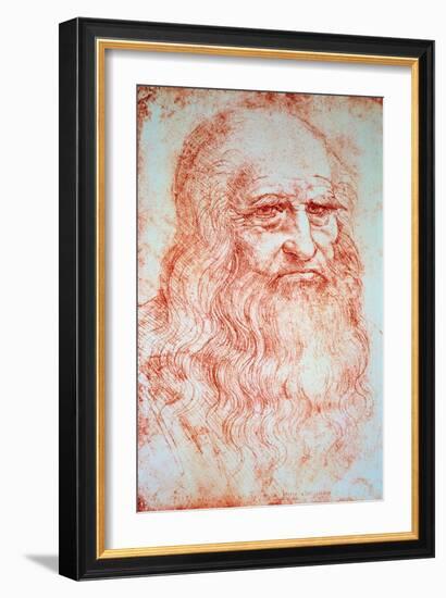 Self-Portrait Drawing a La Sanguine by Leonard De Vinci (Leonardo Da Vinci) (1452-1519) around 1516-Leonardo Da Vinci-Framed Giclee Print