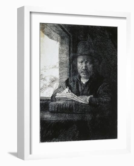 Self-Portrait Drawing by a Window, 1648-Rembrandt van Rijn-Framed Giclee Print