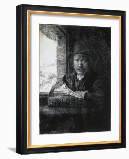 Self-Portrait Drawing by a Window, 1648-Rembrandt van Rijn-Framed Giclee Print