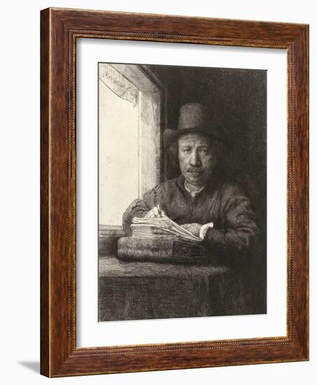 Self-Portrait Etching at a Window, 1648-Rembrandt van Rijn-Framed Giclee Print