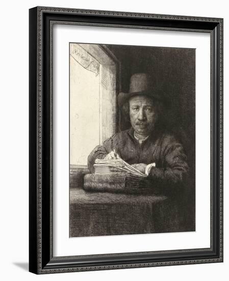 Self-Portrait Etching at a Window, 1648-Rembrandt van Rijn-Framed Giclee Print