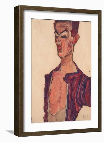 Self-Portrait, Grimacing, 1910-Egon Schiele-Framed Giclee Print