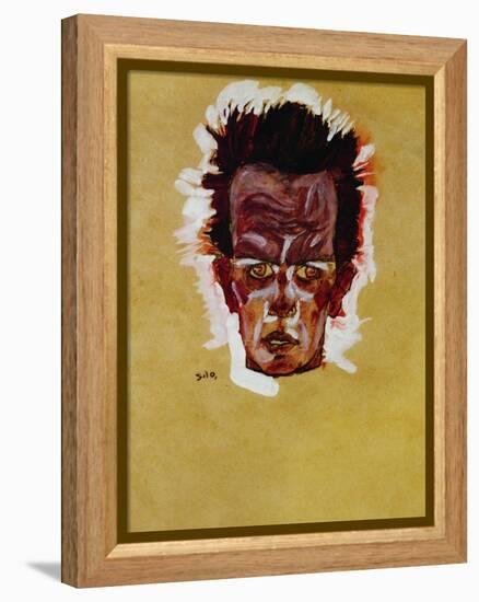 Self-Portrait (Head), 1910-Egon Schiele-Framed Premier Image Canvas