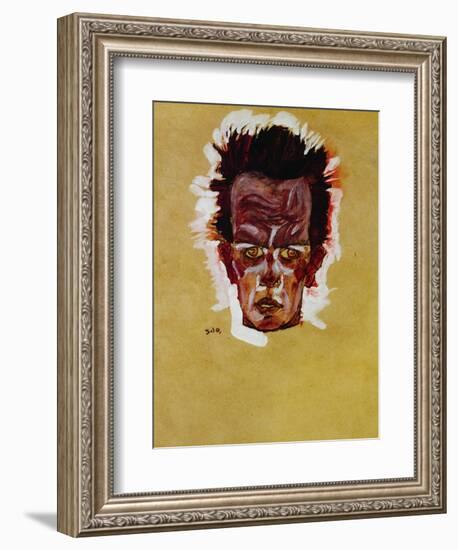 Self-Portrait (Head), 1910-Egon Schiele-Framed Giclee Print