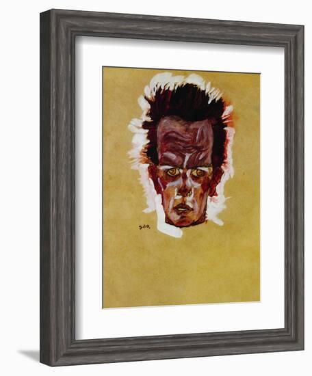 Self-Portrait (Head), 1910-Egon Schiele-Framed Giclee Print