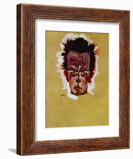 Self-Portrait (Head), 1910-Egon Schiele-Framed Giclee Print