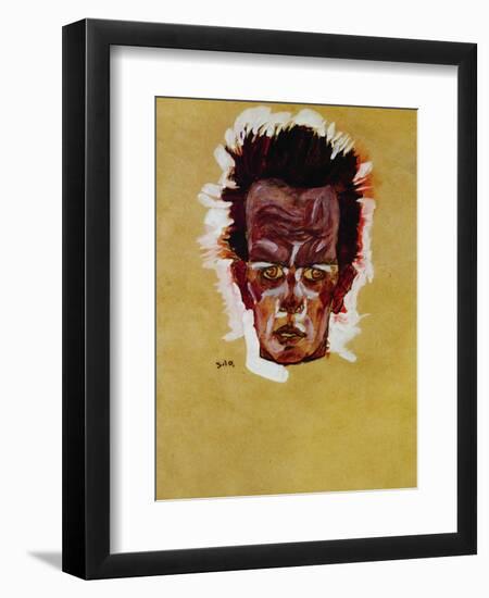 Self-Portrait (Head), 1910-Egon Schiele-Framed Giclee Print