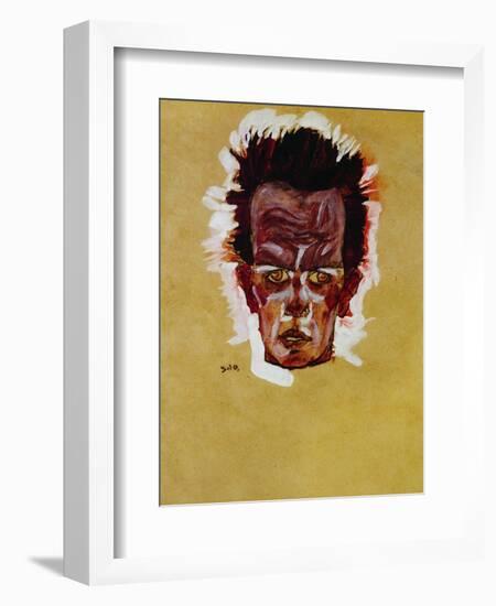 Self-Portrait (Head), 1910-Egon Schiele-Framed Giclee Print