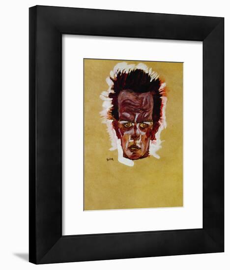 Self-Portrait (Head), 1910-Egon Schiele-Framed Giclee Print