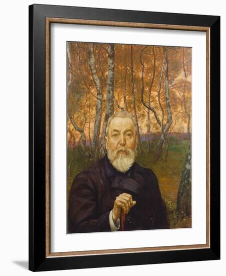 Self-Portrait in a Birch Grove-Hans Thoma-Framed Giclee Print