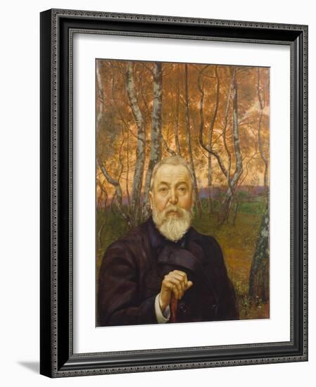 Self-Portrait in a Birch Grove-Hans Thoma-Framed Giclee Print